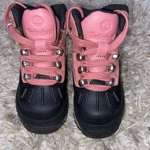 Toddler timberlands pink and black size 5.5